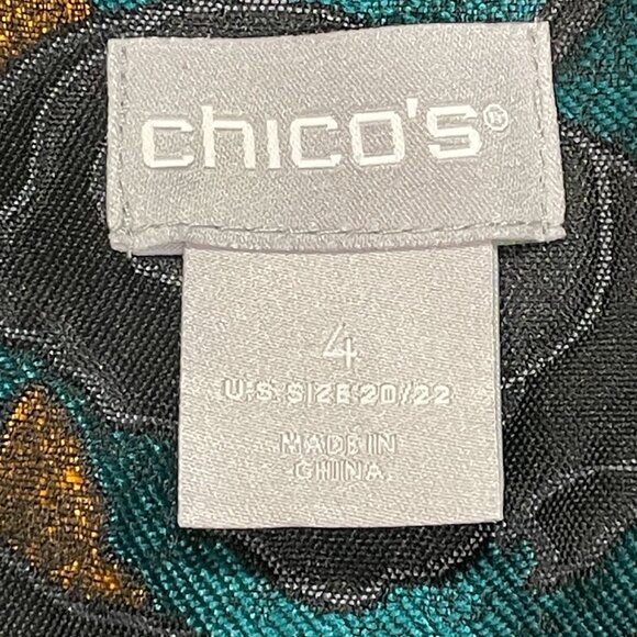 CHICO'S (NEW) Tapestry/Brocade Floral Long Line Blazer, Blk/Turq/Rust - 4/20-22 - Picture 7 of 10